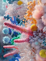 Aufkleber - Close up view of microbial growth on common surfaces like door handles and smartphones in everyday environments. Generative AI