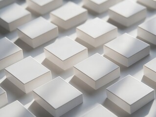 Rows of white 3d cubes