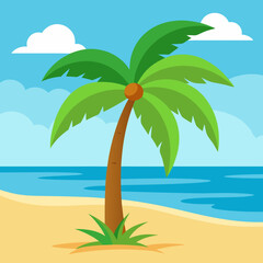 Wall Mural - palm tree on the beach