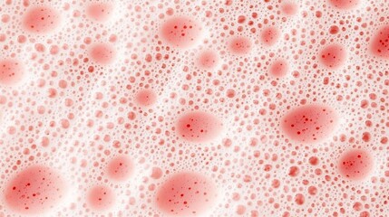 Close-up of red foam with varying bubble sizes and densities.