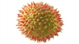 close-up of a lychee fruit with spiky red and green skin