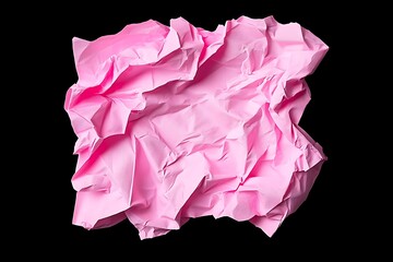 Canvas Print - Crumpled pink paper texture isolated on black background.