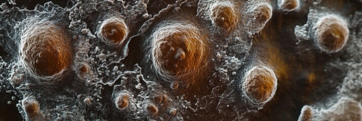 Aufkleber - Close up view of microbes on daily surfaces like door handles and smartphones under a microscope. Generative AI