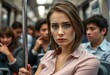 © iushakovsky - Frustrated female passenger in a crowded train car