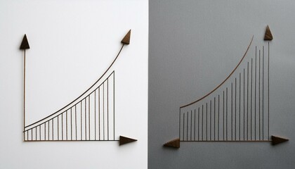 Two intersecting curve graphs, one rising and one falling, showing different axes