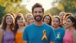 © Iryna - Group of people wearing autism awareness t-shirts, symbolizing solidarity, support, and community, conceptual illustration.