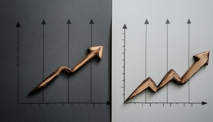 Two intersecting curve graphs, one rising and one falling, showing different axes