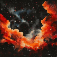 Wall Mural - celestial clouds and stars in a dark sky