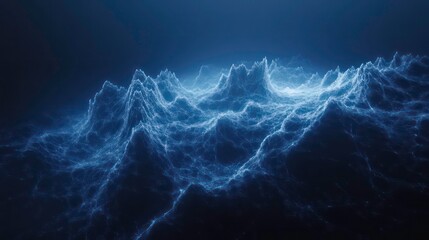 Aufkleber - Abstract dark blue glowing mountain range landscape.