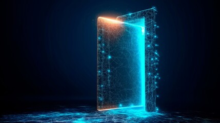 Wall Mural - abstract background with glowing lines and dots