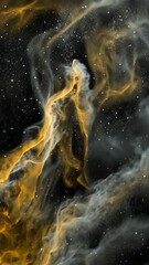 Wall Mural - Swirling cosmic clouds illuminated by golden hues in the vastness of space