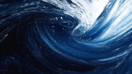 Wall Mural - Abstract swirling blue and white paint texture.