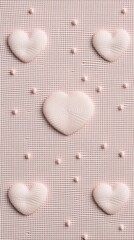 Wall Mural - Embossed hearts on pale pink textured background.