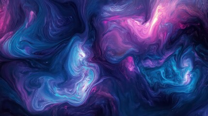 Wall Mural - Abstract swirling vibrant blue, pink, and purple paint texture.