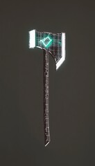 Canvas Print - Futuristic glowing axe with intricate details.