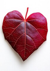 Canvas Print - Heart-shaped red leaf on white background. (2)