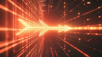 Poster - Glowing arrow moving through a grid network.