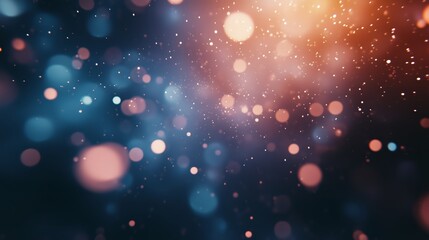 dark blue and orange bokeh background with soft glowing lights