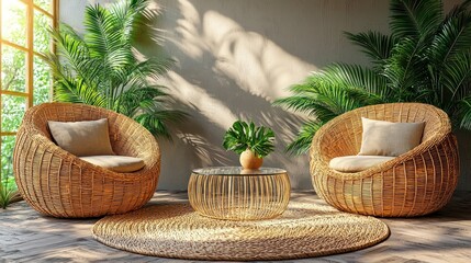 Wall Mural - Patio with chairs, table.