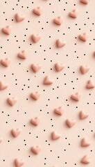 Poster - Pastel pink hearts scattered on dotted background.