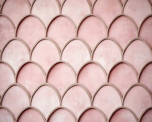 Poster - Pink and beige fish scale pattern wall texture.