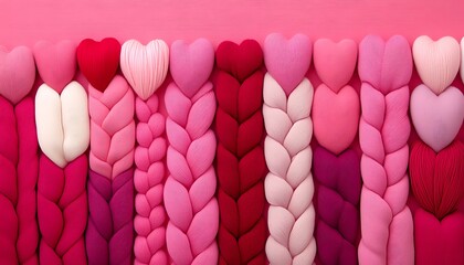 Poster - Pink and red heart braids background.