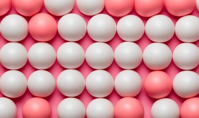 Canvas Print - Pink and white spheres arranged in a repeating pattern on a pink background.