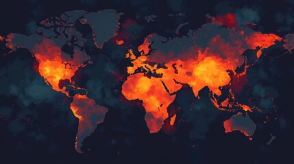 Aufkleber - World map displaying zones of epidemic outbreaks and their intensity across regions. Generative AI