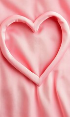 Poster - Pink heart shape on pink fabric background.