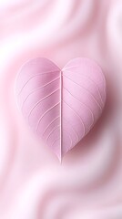 Poster - Pink heart-shaped leaf on pink fabric.