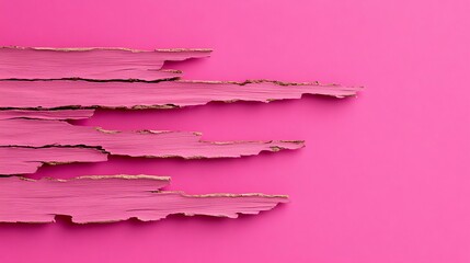 Poster - Pink painted wood planks on pink background.