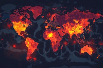 Aufkleber - World map illustrating epidemic outbreak zones across different continents and regions indicating health risks worldwide. Generative AI
