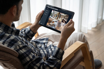 Wall Mural - online home security system showing live view of cctv cameras around the private property snugly
