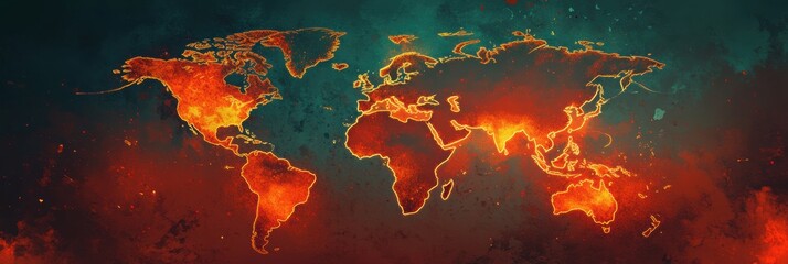 Aufkleber - World map highlighting global epidemic outbreak zones with distinct color patterns. Generative AI