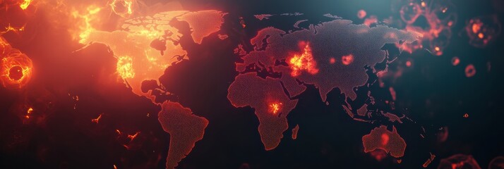 Aufkleber - World map showcasing regions affected by recent epidemic outbreaks across different continents and areas. Generative AI