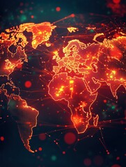 Aufkleber - World map highlighting zones of epidemic outbreaks in a vivid and detailed design utilizing colorful data visualization. Generative AI