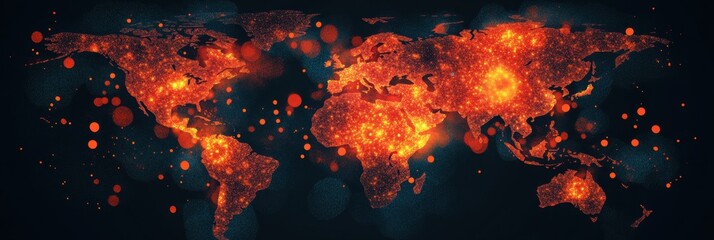 Aufkleber - World map depicting zones of epidemic outbreaks with highlighted regions of concern and increasing intensity. Generative AI