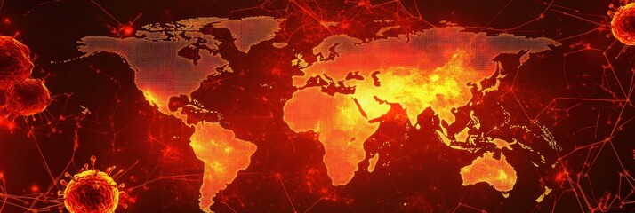 Aufkleber - World map displaying epidemic outbreak zones with highlighted areas for global health awareness. Generative AI