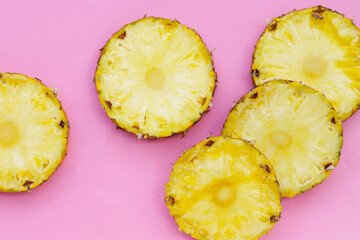 Wall Mural - Ripe pineapple slices, Fresh fruit