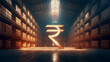 © Siddhartha Creations - Modern warehouse having Indian rupee symbol placed in center describing Indian digital rupee growth.