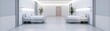 © LIPO@SEXTAO22 - Modern hospital ward with clean, minimalistic design, white walls and soft lighting, showcasing a calm healing environment