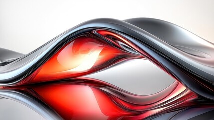 Wall Mural - Wavy metallic and red glass.