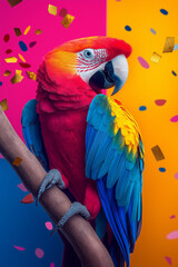 Canvas Print - Vibrant Macaw Parrot in Festive Setting