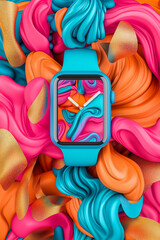 Canvas Print - Vibrant watch in colorful swirls