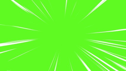 Radial speed or action lines anime comic background. Manga striped backdrop. Seamless loop. Green screen, chromakey