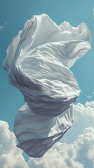 Wall Mural - Serene White Fabric in the Sky: Abstract Art