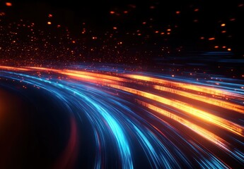 Fototapete - Futuristic Digital Visualization Big Data Abstract Cyber Art Technology in Motion