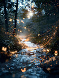 Forest Stream with Lights and Butterflies