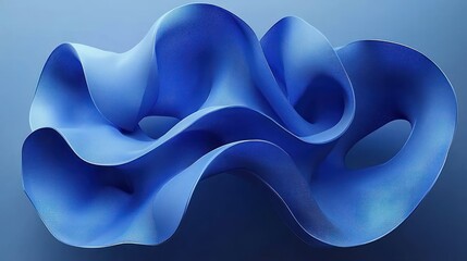 Poster - Abstract Blue Wavy Shape Smooth Sculpture for Modern Minimalist Background and Wallpaper
