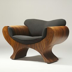 Canvas Print - Sculptural Wooden Armchair: Modern Design and Comfort